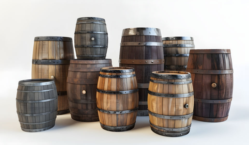 Large whisky cask butt and barrel comparison showing size differences