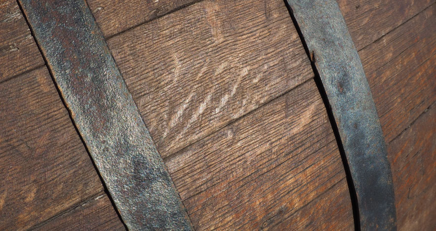 close up oak whisky cask texture ageing wood detail