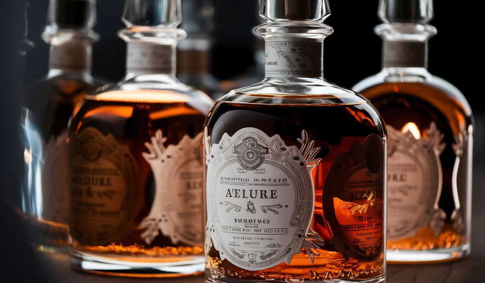 whisky label design applied to bottle