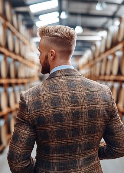 warehouse specialist inspecting whisky casks